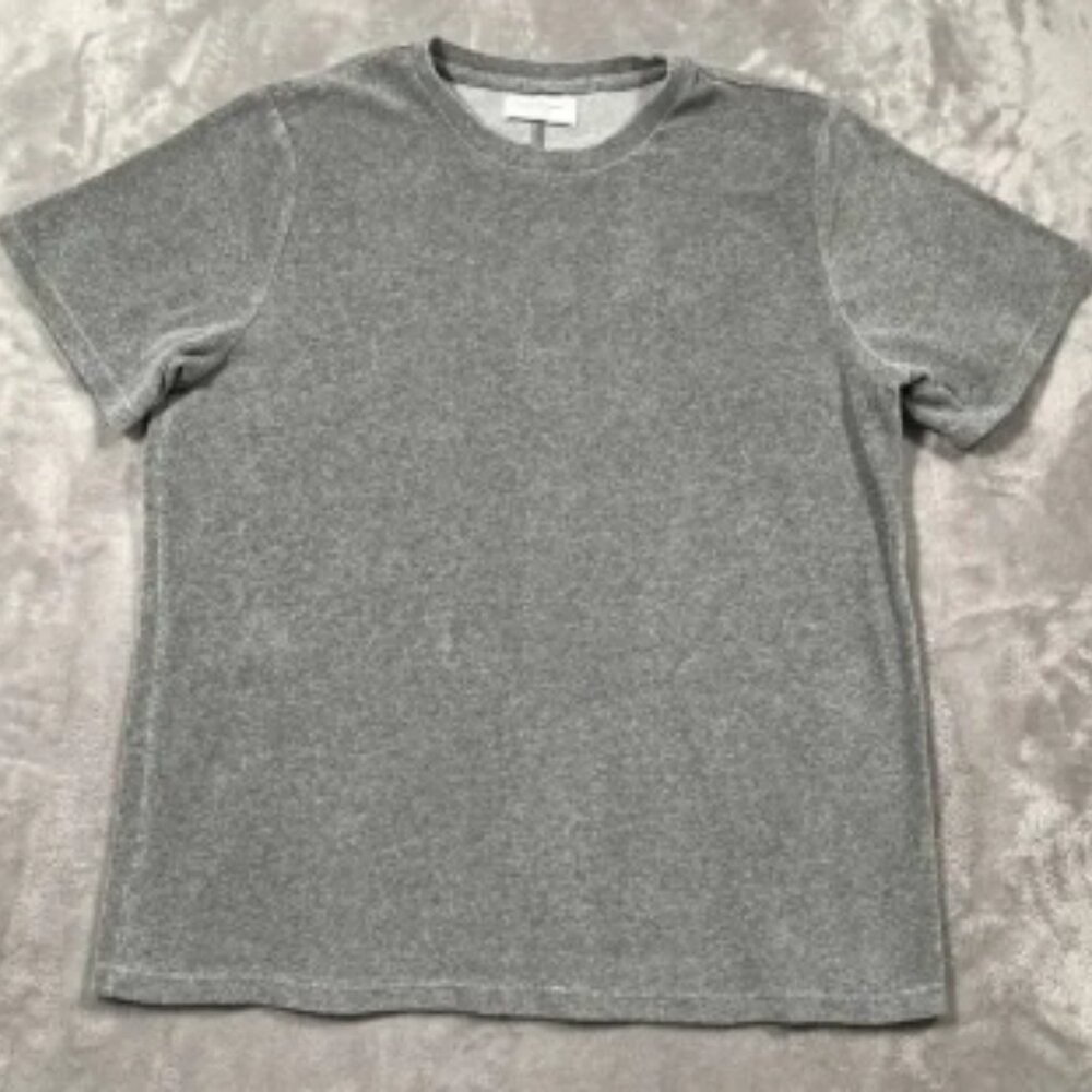 Ovadia Sons Shirt Mens Medium Grey Terry Cloth Luxury Streetwear Casual Designer